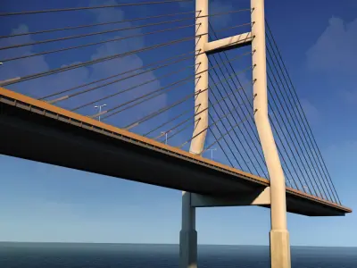 Double Suspended Road Bridge 3D model