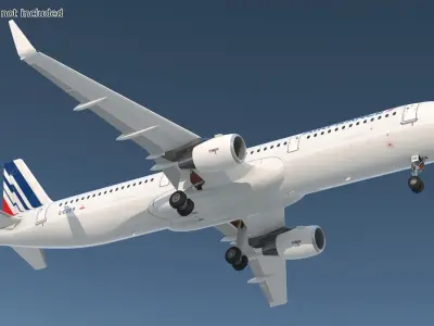  Air France Airbus A321 with Cabin and Cockpit Rigged for Cinema 4D 