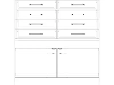 commode 6 wooden cabinet with drawers 3D model