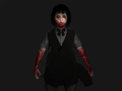 AAA 3D REALISTIC ASIAN GHOST CHARACTER - JAPANESE KIDS GHOST Low-poly 3D model