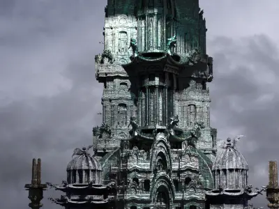 Haunted Halloween crystal mansion tower 3D model