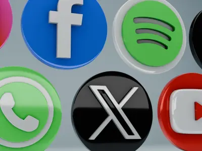 3D social media logos 3D model