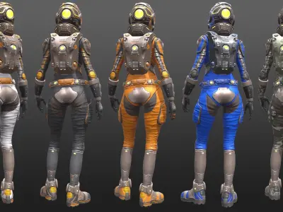 Mars Suit - Female Low-poly 3D model