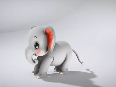 Colorful Baby Elephant Character Low-poly 3D model