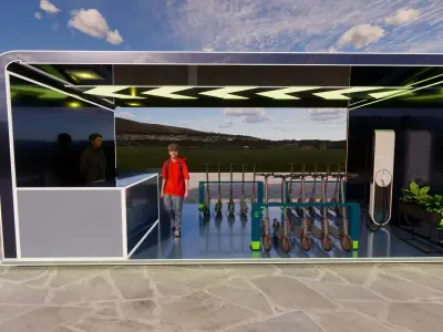 Scooter Rental Area skp 3D model
