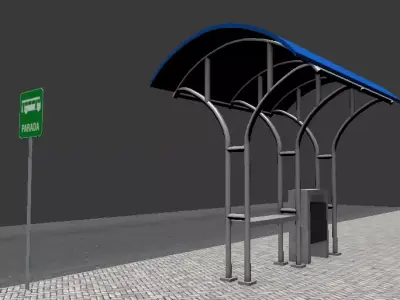 Simple Bus Stop Free low-poly 3D model