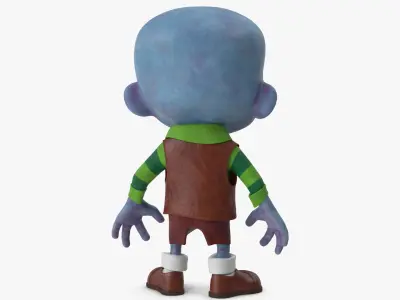  Cartoon Zombie Blue in a Brown Costume 