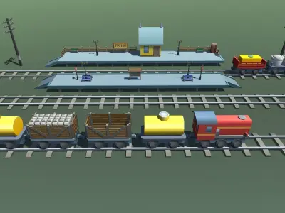 Toy Train Mobile Low-poly 3D model