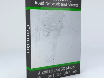 Cancun Road Network and Streets 3D model