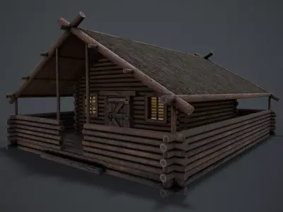 Wooden House 3D Model Low-poly 3D model
