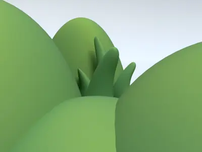 Cartoon Low Poly Grass and Bushes Low-poly 3D model