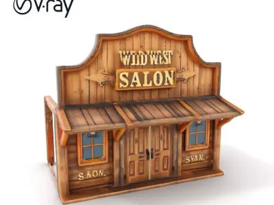 Wild West Salon model pack  Detailed Wooden Structure Low-poly 3D model
