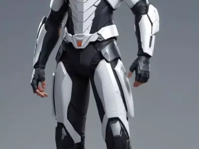 Futuristic Soldier Suit 3D Model White Armor Sci-Fi Design Low-poly 3D model