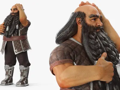  Game Dwarf Character Rigged 