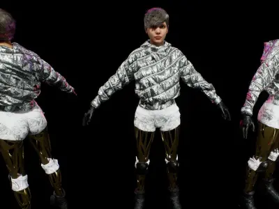 cyberpunk female A2 Low-poly 3D model