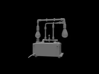 Steampunk Industrial Dual Bulb Lamp  3D print model