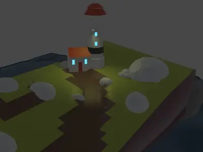 LightHouse island with Free low-poly 3D model
