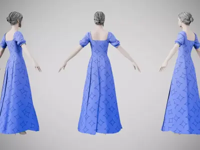 Dress 27 Very Light Blue With Design Low-poly 3D model