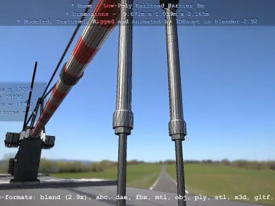 Railroad Barrier 8m High and Low-Poly 3D Model Pack