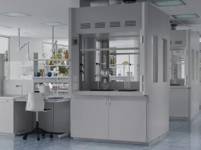 Laboratory with tables and chairs 3D model
