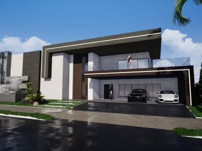 Modern house  Low-poly 3D model 2
