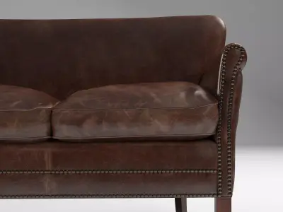 Professors Leather Double Chair With Nailheads 3D model