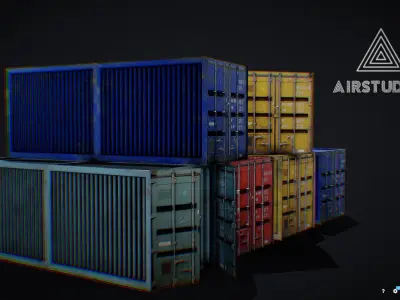 Shipping Containers Pack Low-poly 3D model