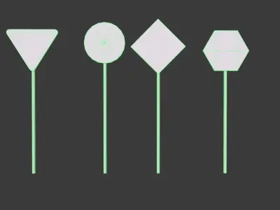 Sign boards Collection 1 Low-poly 3D model