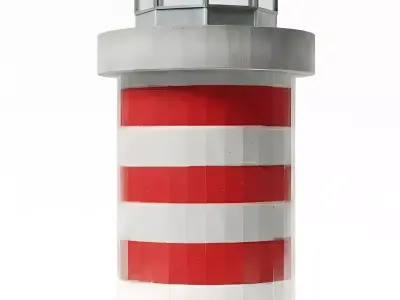Modern Red and White Striped Lighthouse 3D Model Low-poly 3D model