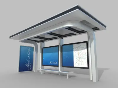 Bus Shelter 01 Low-poly 3D model