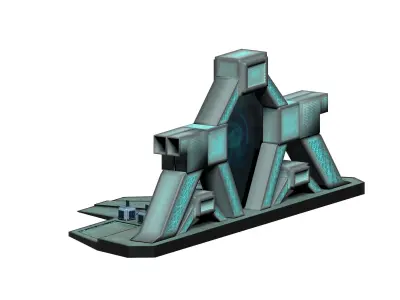 Lowpoly stargate game asset door Low-poly 3D model