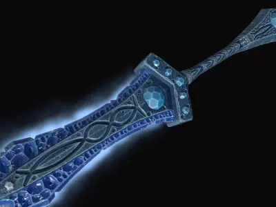 Stylized ice sword  Game-ready Print-ready Low-poly 3D model