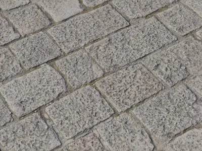Rough Granite Cobblestone Floor With Grass Texture
