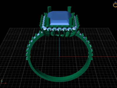 Women Ring 7 women light weight emerald cut engagement ring 3D print model