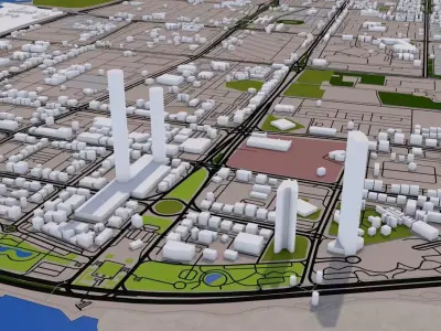 Abu Dhabi City UAE with Airport Low-poly 3D model