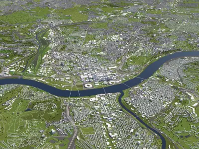 Cincinnati 50x50km 3D City Map 3D model