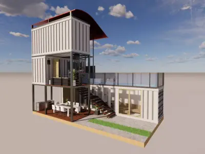 Container coffee shop-21 3D model