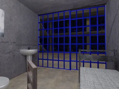 Prison cell with railings Low-poly 3D model