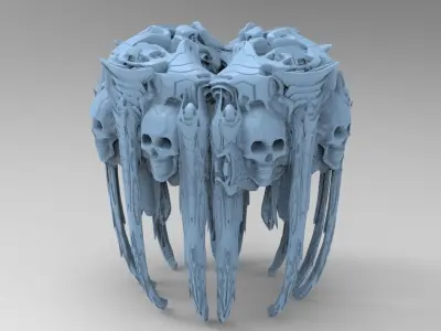 Scull Egyptian pillar cave wall 3D 3D model