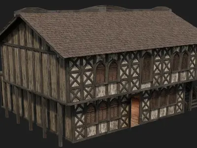Old Medieval House Building 4K Textures GameReady 174 Low-poly 3D model