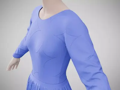 Dress 05 Very Light Blue With Design Low-poly 3D model