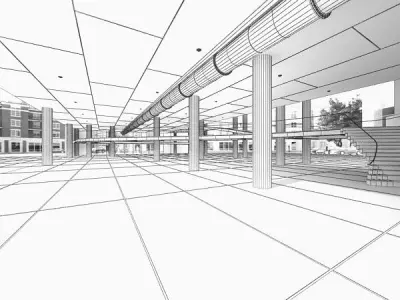Spacious Empty Hall 3D model
