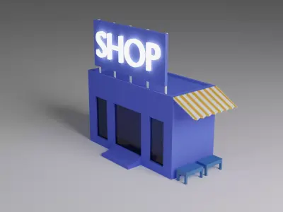 Simple Shop Building - Game Ready Asset Free low-poly 3D model