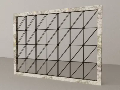 reception window with metal grids 3D model