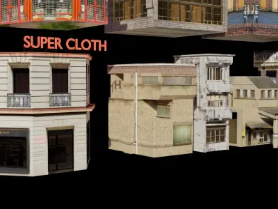 lowpoly building pack Low-poly 3D model