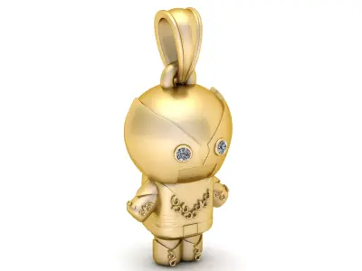  Gold Robot Pendant 3D print model