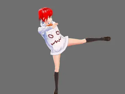 Victoria low-poly ready for ARVR cute girl Low-poly 3D model