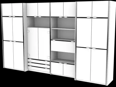 wooden cabinet set 3D model