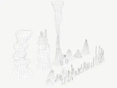 Stalagmites Set Low-poly 3D model