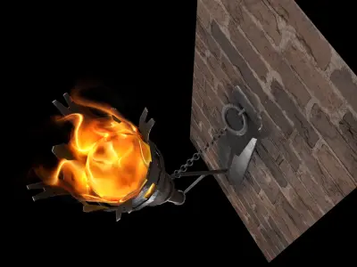 Medieval Wall Torch  Low-poly 3D model
